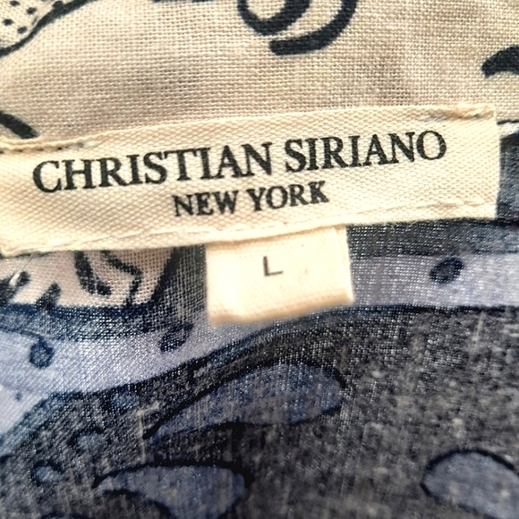 Christian Siriano Linen Blend Cropped Button Down Large - Picture 2 of 10